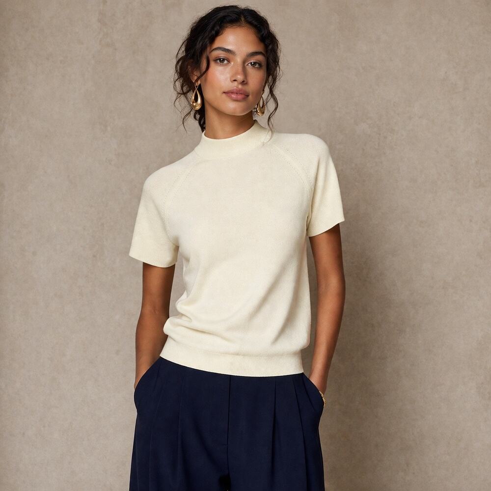 Vintage 60s Designer’s Original Cream Zip Back Knit Sweater S